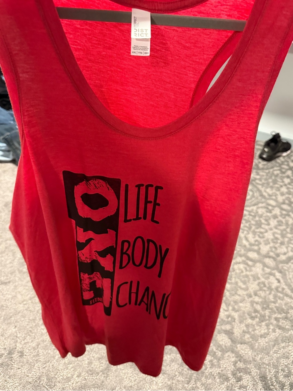 District Red Tank Top with Black Graphic